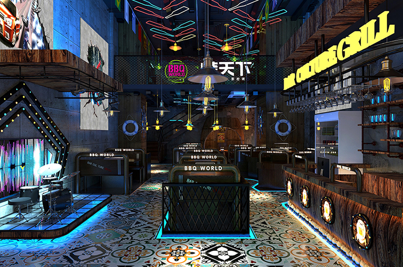 霓虹賽博朋克風(fēng)格燒烤店