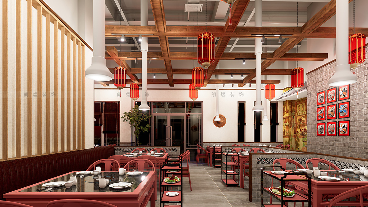 400平中國風(fēng)火鍋店裝修效果圖
