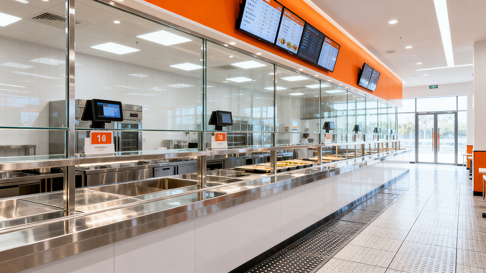 融入品牌元素的餐飲店出餐口設計裝修效果圖